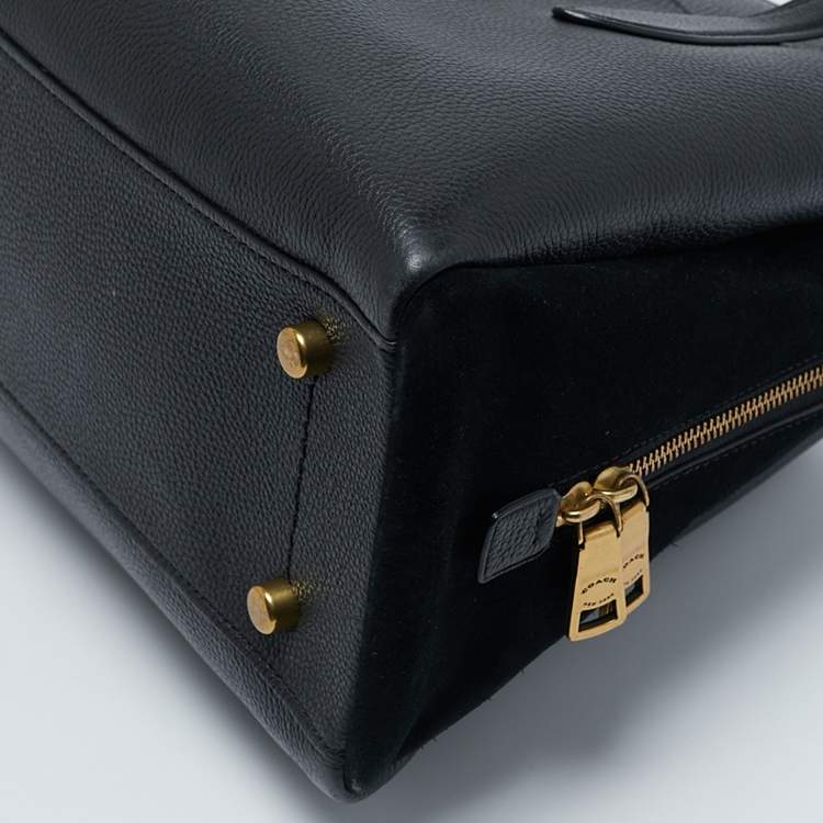 Pre Owned Coach Black Leather and Suede Lora Carryall Satchel