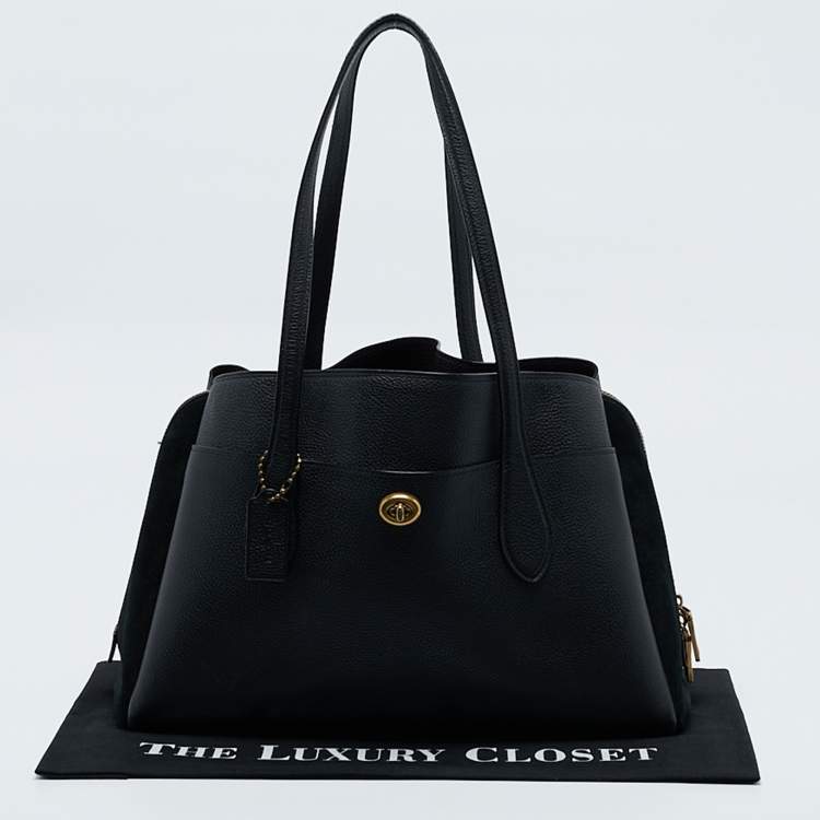 Pre Owned Coach Black Leather and Suede Lora Carryall Satchel