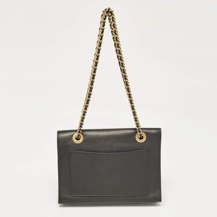 Pre Owned Coach Black Leather Parker Chain Flap Shoulder Bag