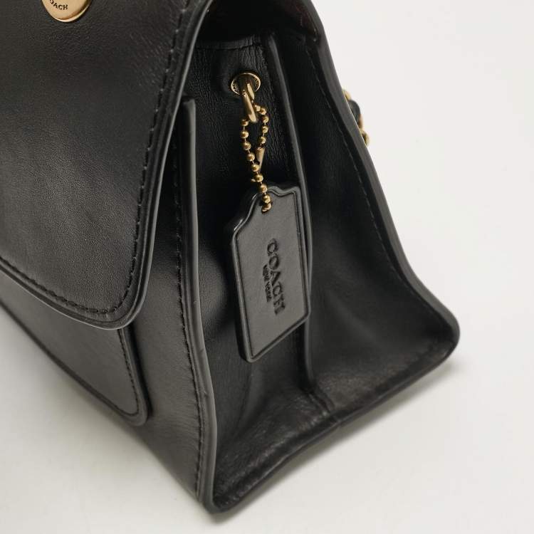 Pre Owned Coach Black Leather Parker Chain Flap Shoulder Bag