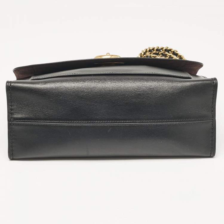 Pre Owned Coach Black Leather Parker Chain Flap Shoulder Bag