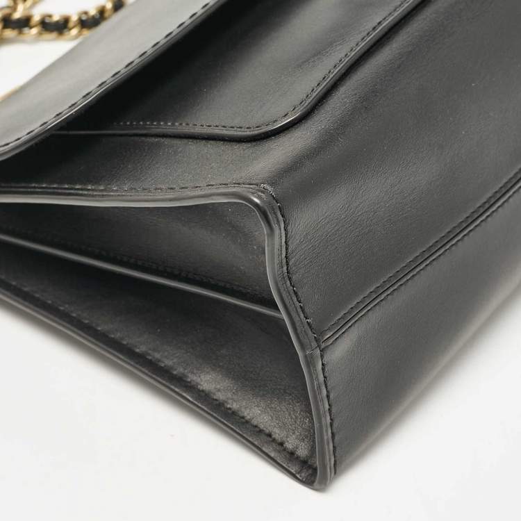 Pre Owned Coach Black Leather Parker Chain Flap Shoulder Bag