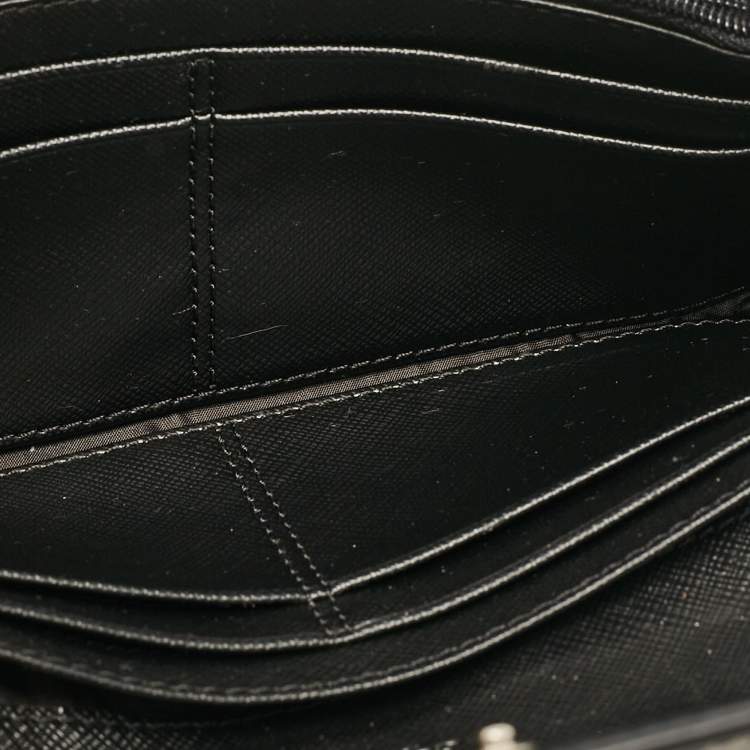 Pre Owned Coach Black Signature Coated Canvas Peyton Continental Wallet