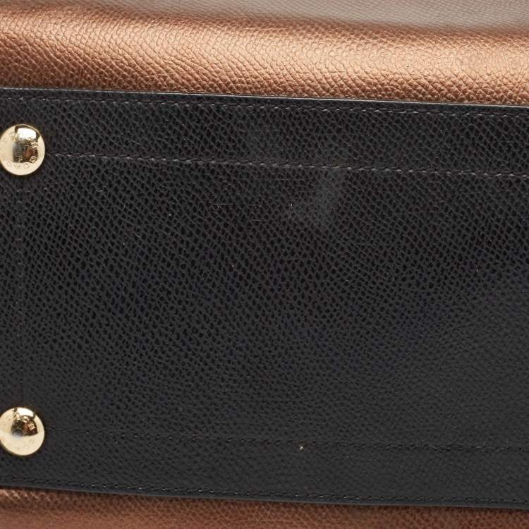 Pre Owned Coach Metallic/Black Leather Margot Carryall Satchel
