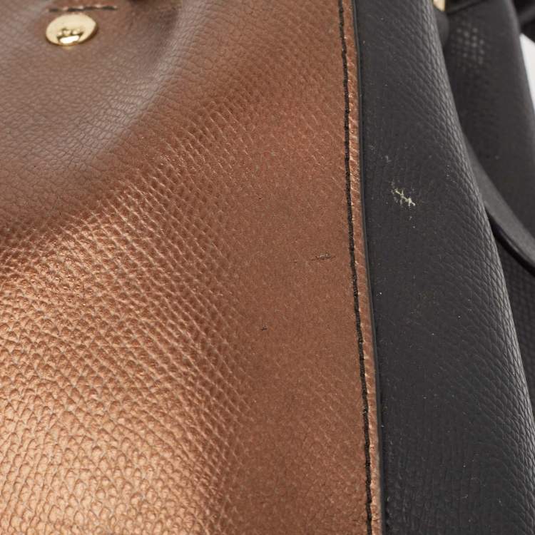 Pre Owned Coach Metallic/Black Leather Margot Carryall Satchel