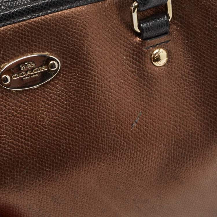 Pre Owned Coach Metallic/Black Leather Margot Carryall Satchel