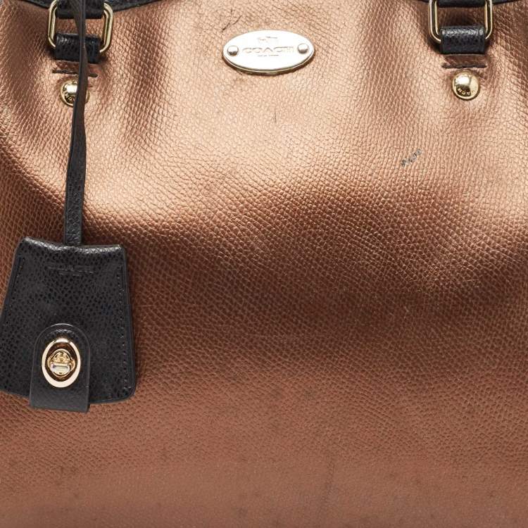 Pre Owned Coach Metallic/Black Leather Margot Carryall Satchel