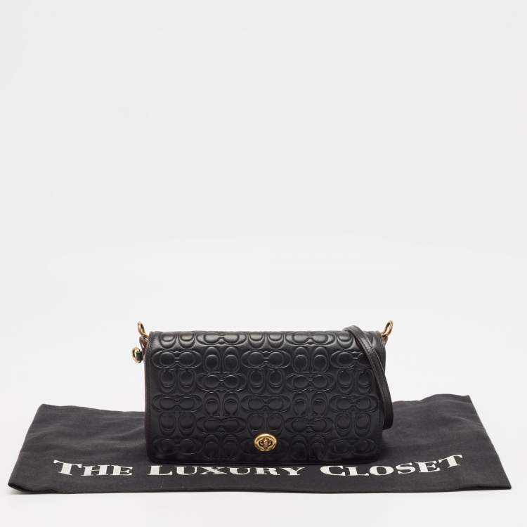 Pre Owned Coach Black Monogram Leather Dinky Crossbody Bag