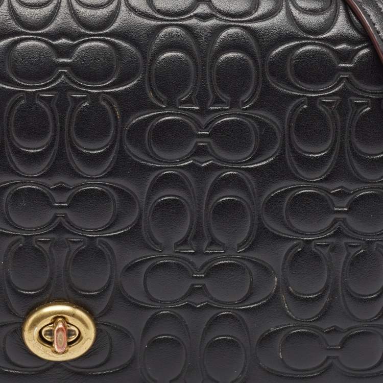 Pre Owned Coach Black Monogram Leather Dinky Crossbody Bag