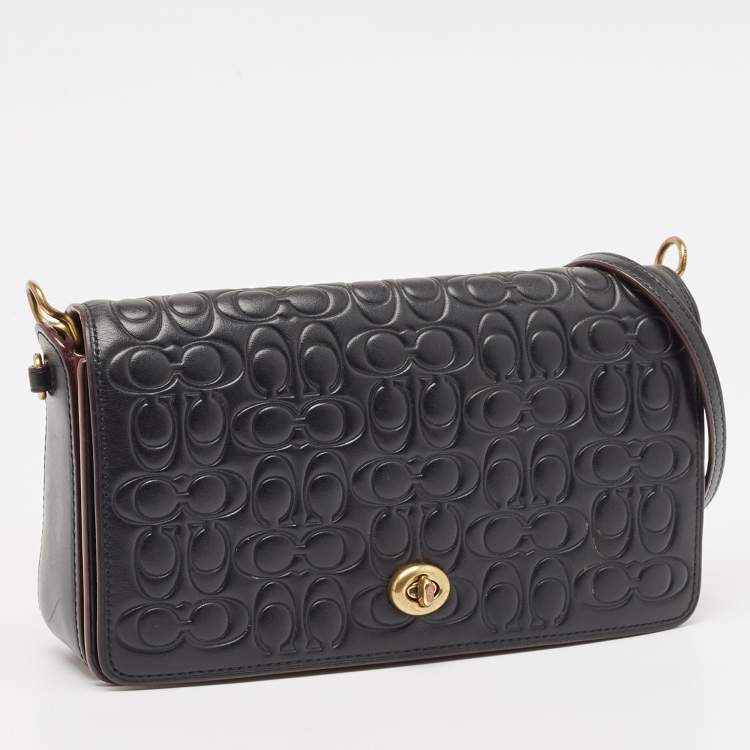 Pre Owned Coach Black Monogram Leather Dinky Crossbody Bag