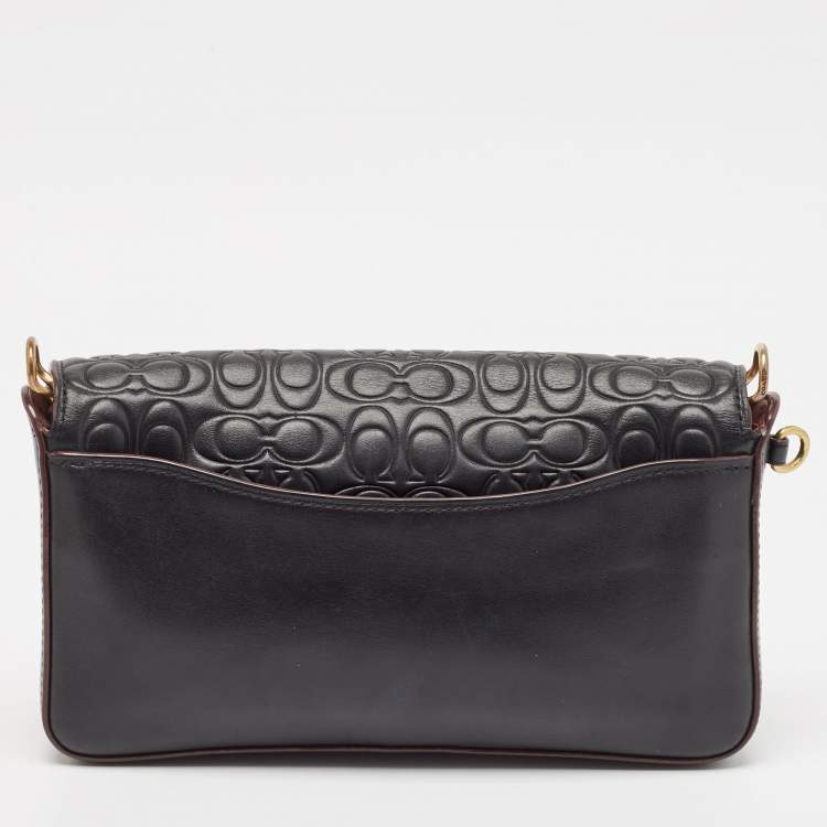 Pre Owned Coach Black Monogram Leather Dinky Crossbody Bag