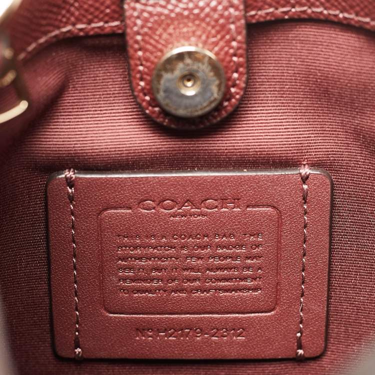 Pre Owned Coach Red/Brown Signature Coated Canvas and Leather Small Town Bucket Bag