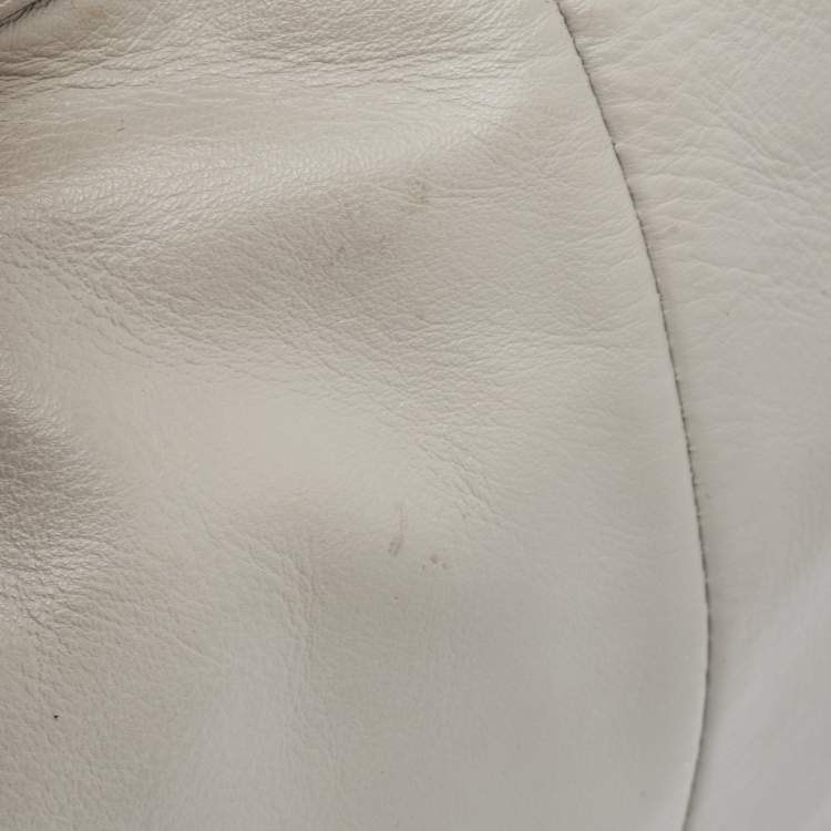 Pre Owned Coach Grey Woven Leather Kristin Hobo
