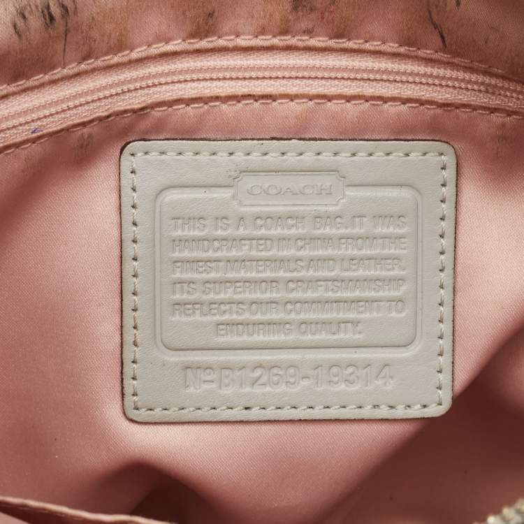 Pre Owned Coach Grey Woven Leather Kristin Hobo