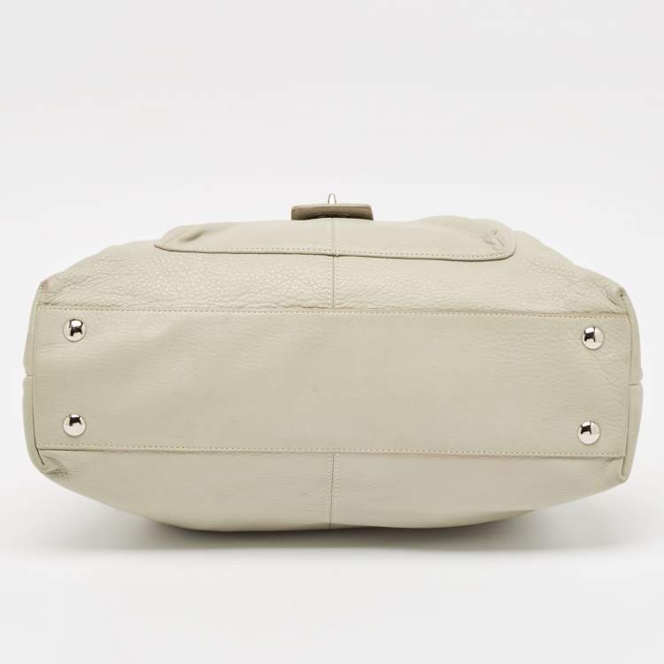 Pre Owned Coach Grey Leather Front Pocket Tote