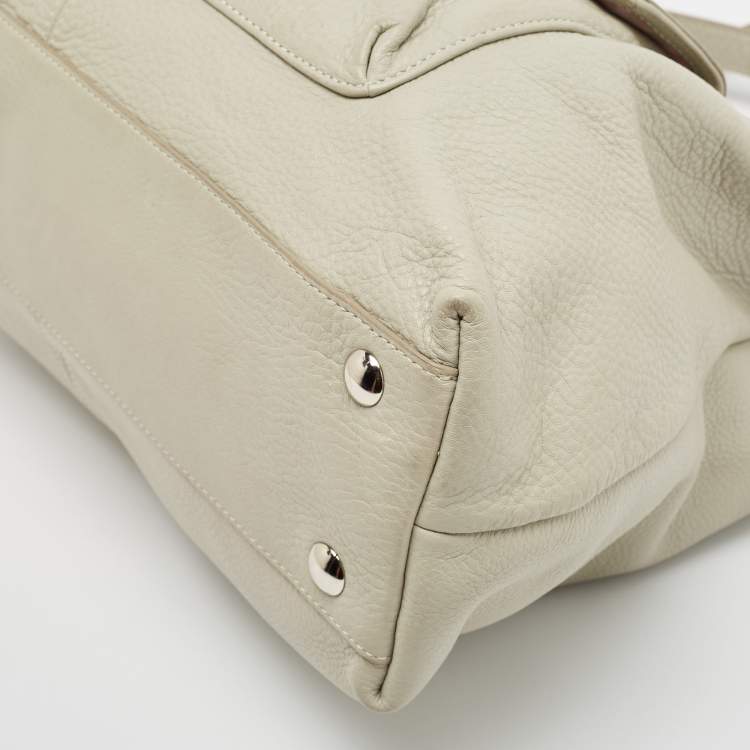Pre Owned Coach Grey Leather Front Pocket Tote