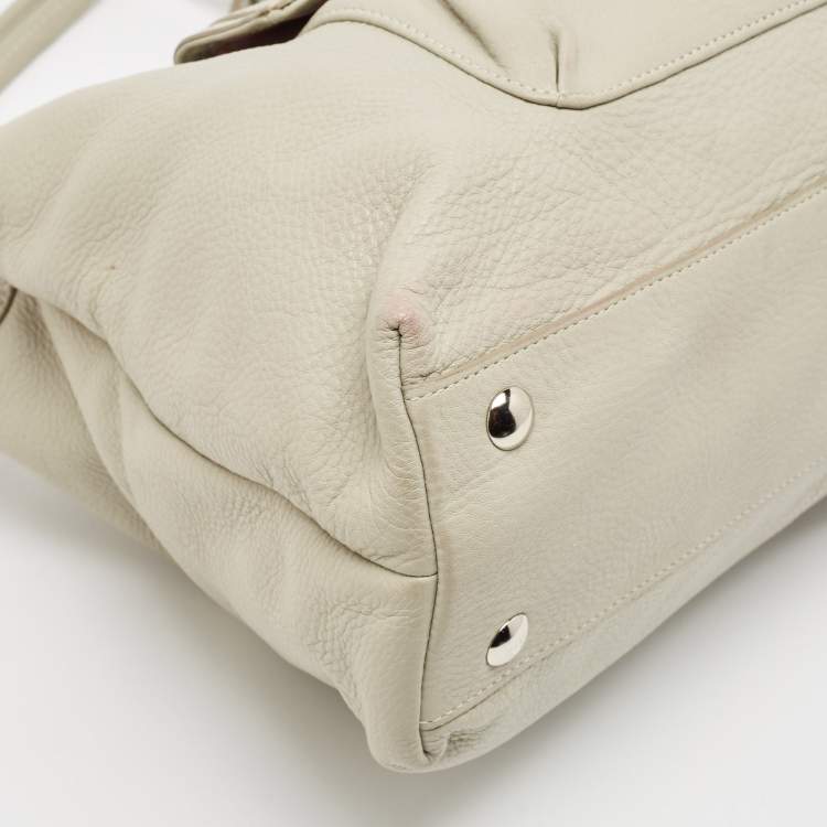 Pre Owned Coach Grey Leather Front Pocket Tote