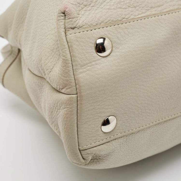 Pre Owned Coach Grey Leather Front Pocket Tote