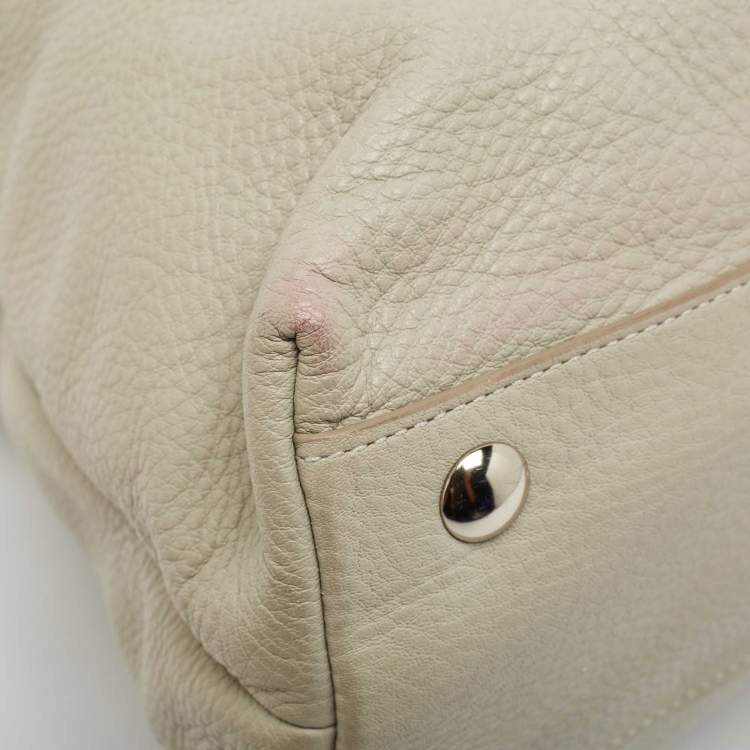 Pre Owned Coach Grey Leather Front Pocket Tote