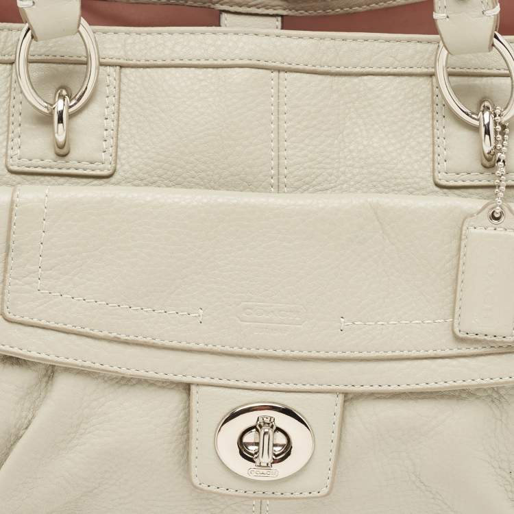 Pre Owned Coach Grey Leather Front Pocket Tote