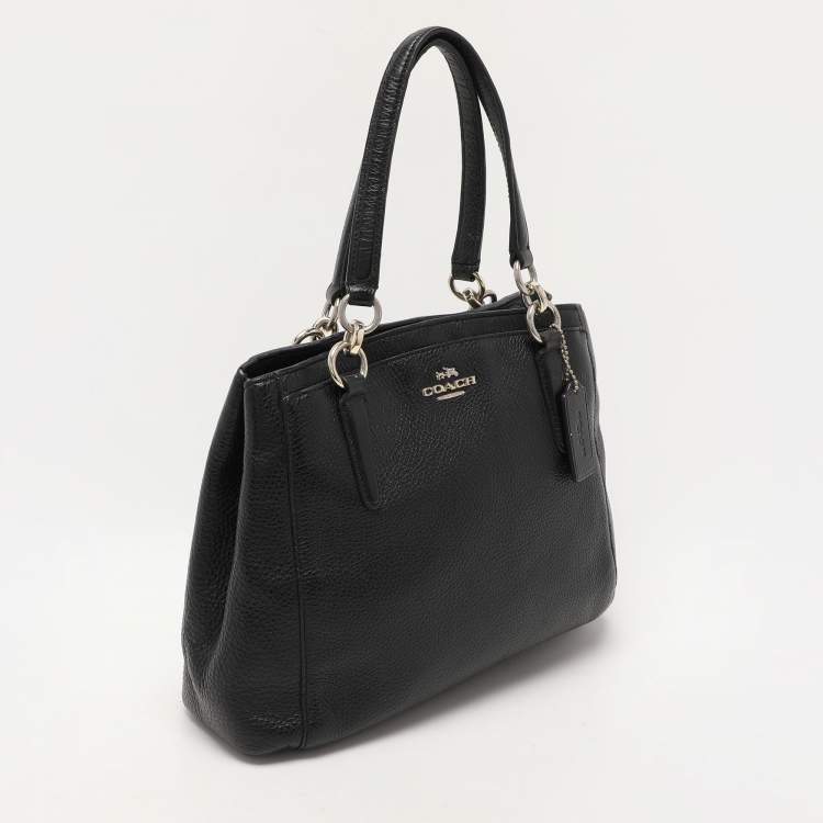Pre Owned Coach Black Leather Christie Carryall Satchel