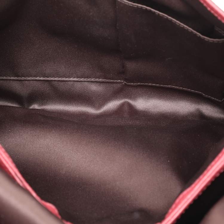 Pre Owned Coach Burgundy Croc Embossed Leather Shoulder Bag