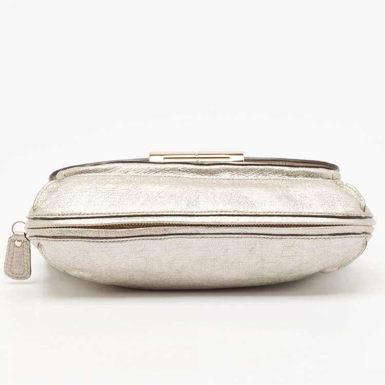 Pre Owned Coach Silver Leather Kristin Flap Shoulder Bag