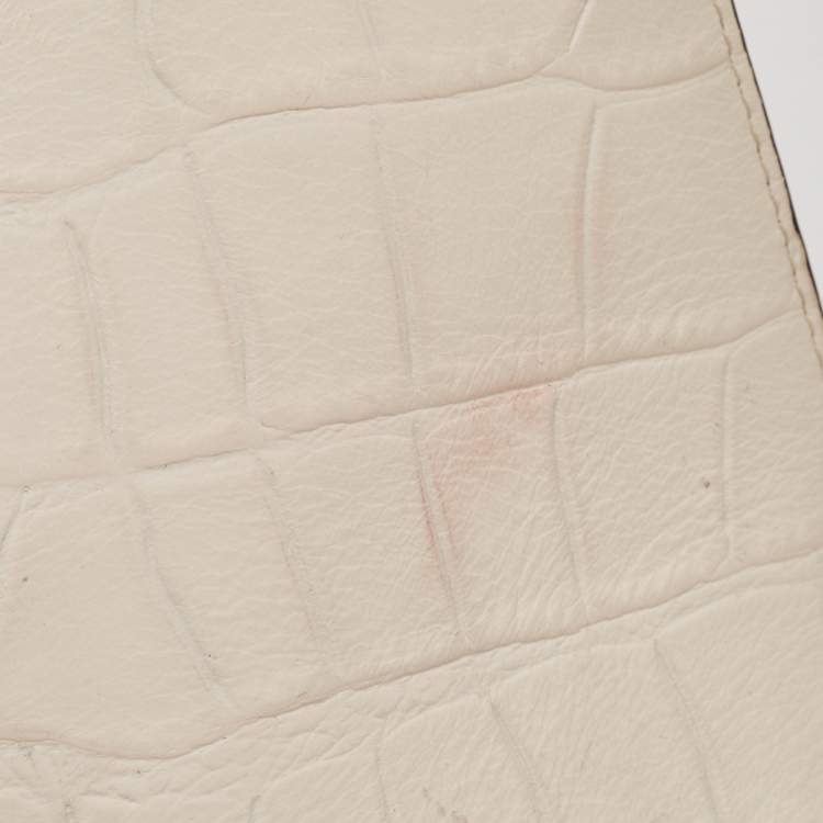 Pre Owned Coach Off White Croc Embossed Leather Sierra Satchel