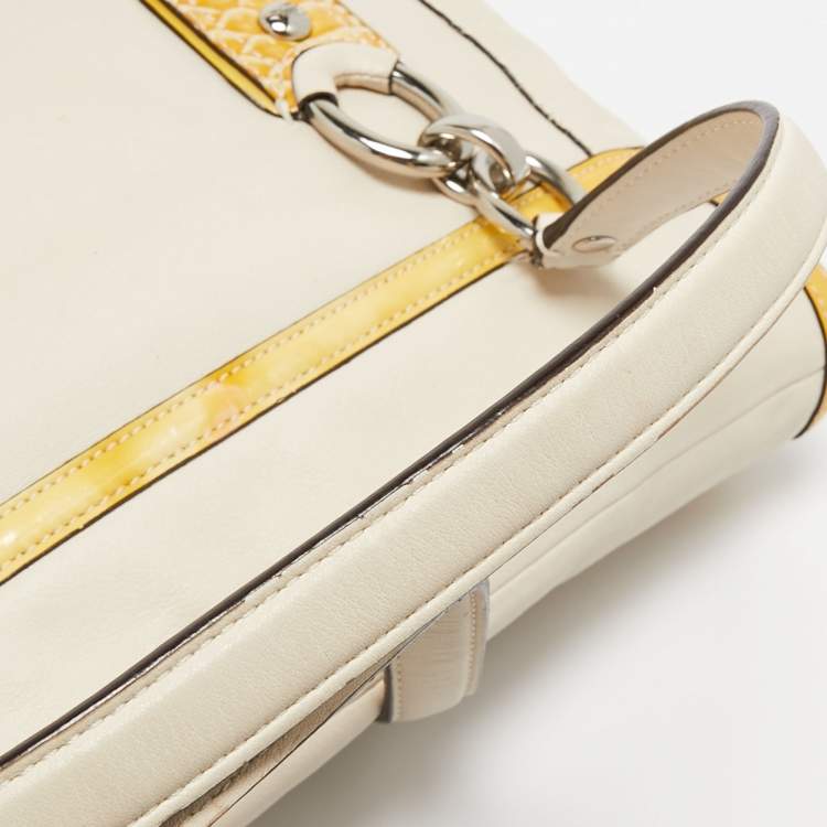 Pre Owned Coach Tricolor Croc Embossed and Leather Kristin Flap Satchel