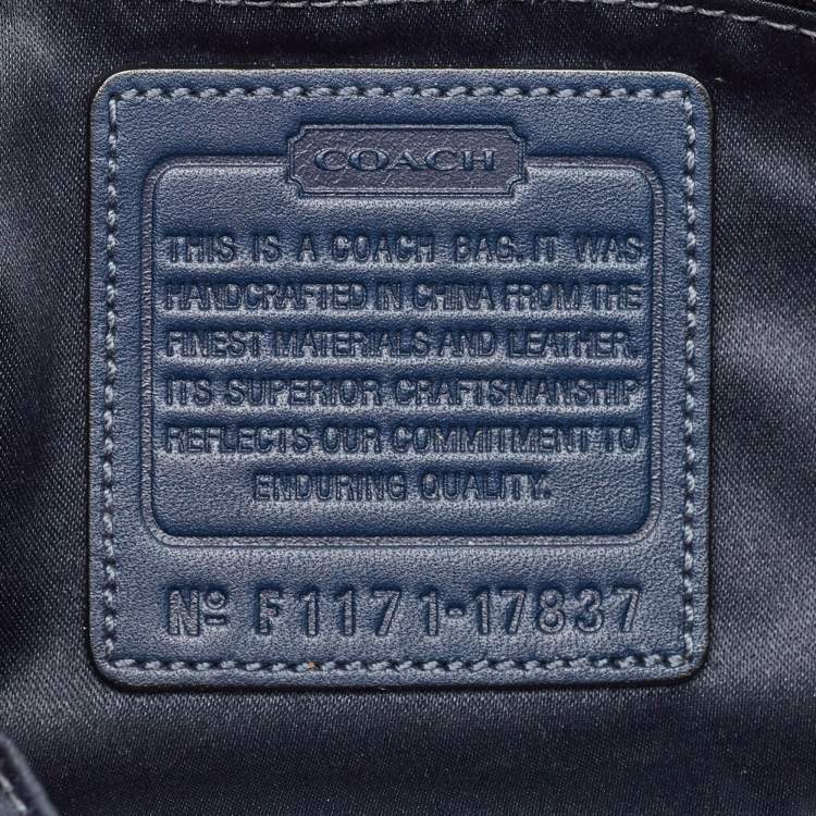 Pre Owned Coach Navy Blue Tweed and Leather Chelsea Turnlock Shoulder Bag