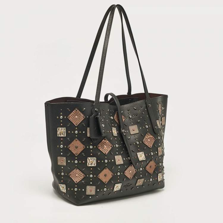 Pre Owned Coach Black Leather Upcrafted Market Tote