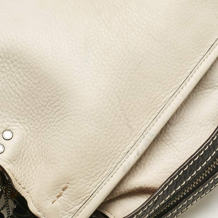 Pre Owned Coach White/Black Leather Rogue Tote