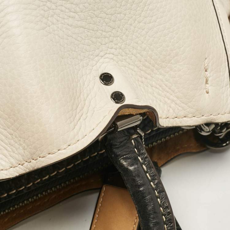Pre Owned Coach White/Black Leather Rogue Tote