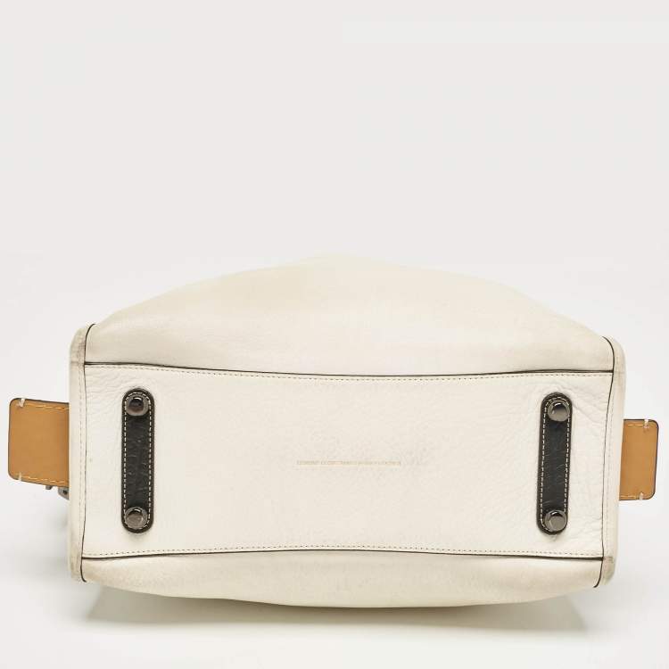 Pre Owned Coach White/Black Leather Rogue Tote