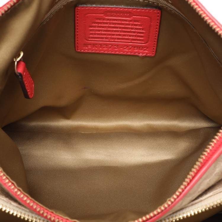 Pre Owned Coach Beige Coach Op Art Canvas and Leather Madison Phoebe Shoulder Bag