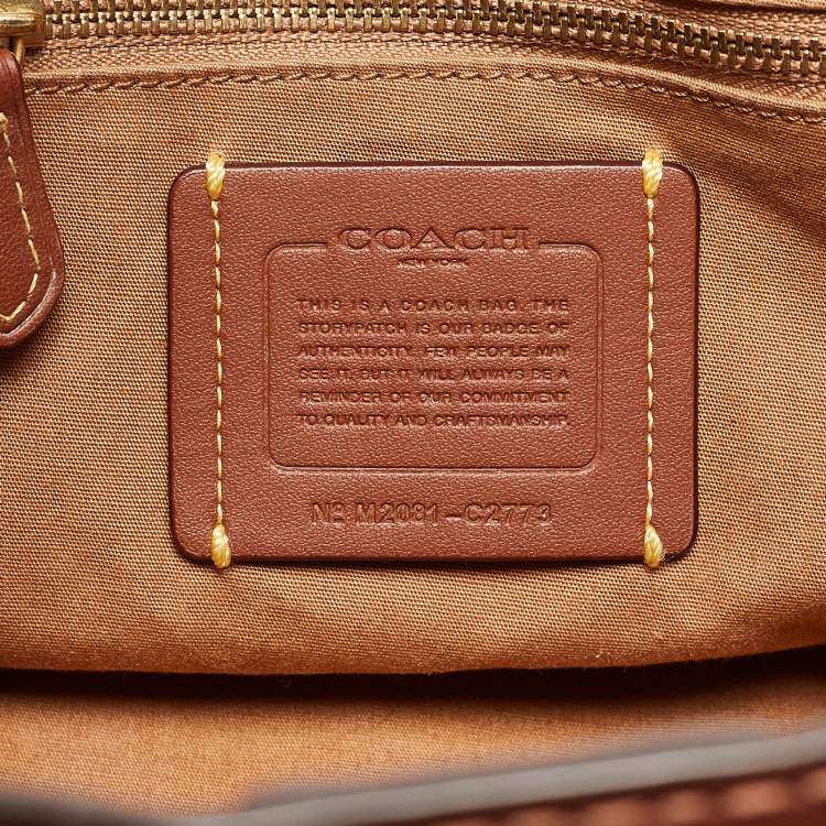 Pre Owned Coach Beige/Cream Canvas and Leather Garden Embroidery Field 30 Tote 