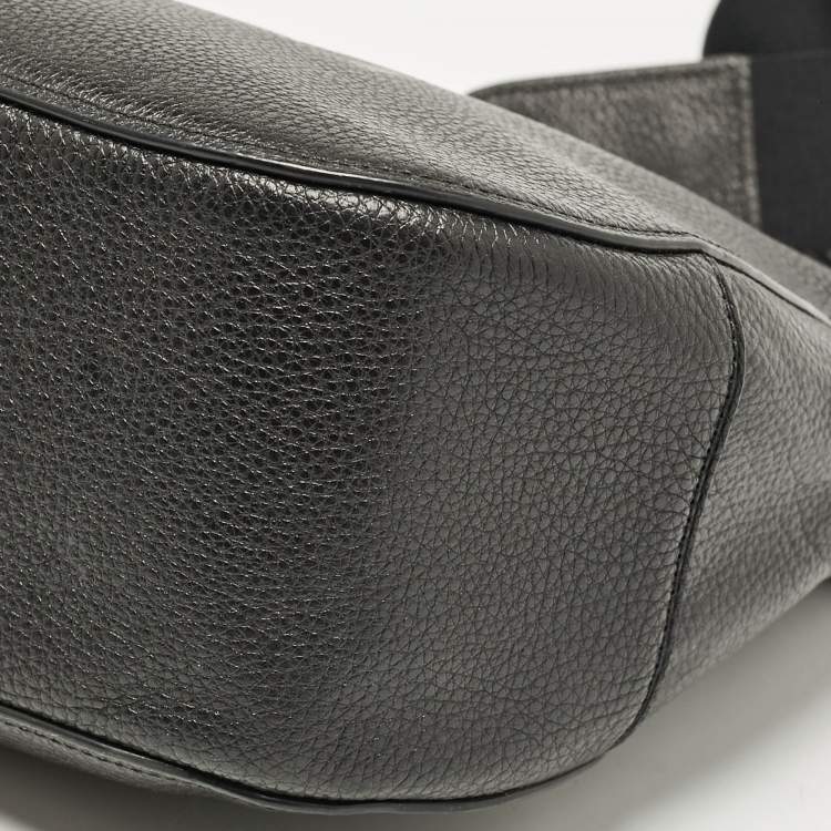 Pre Owned Coach Black Leather Embossed Horse and Carriage Hobo