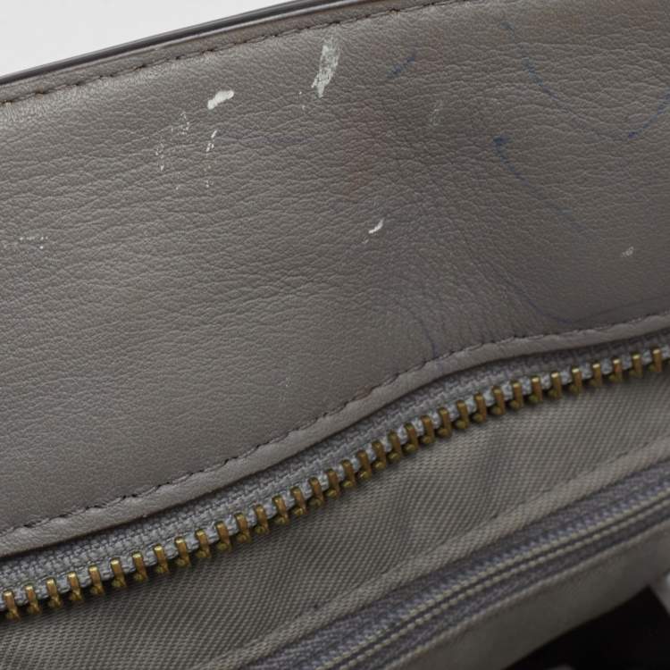 Pre Owned Coach Grey Signature Embossed Leather Turnlock Chain Tote