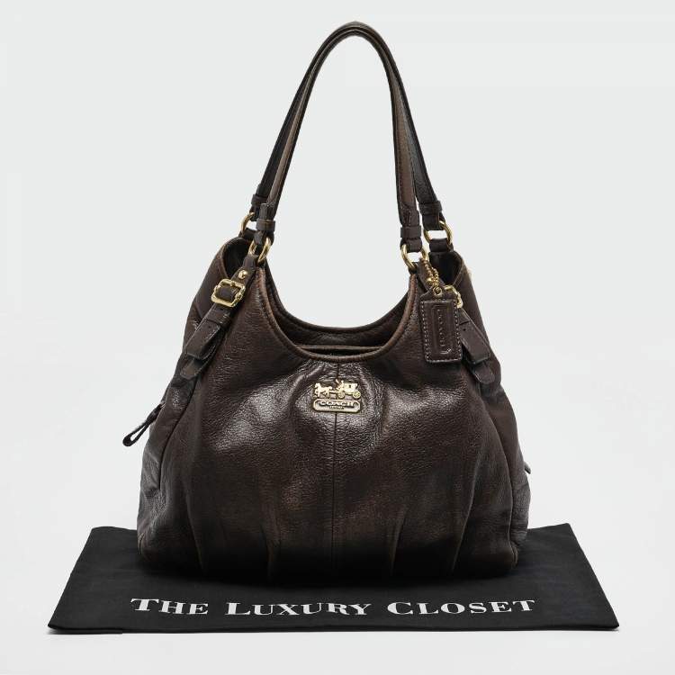 Pre Owned Coach Dark Brown Leather Madison Hobo