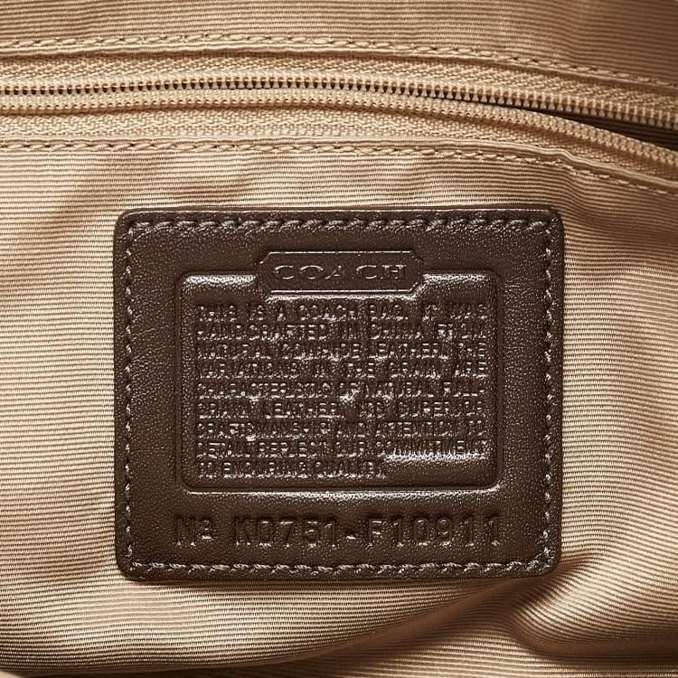 Pre Owned Coach White/Choco Brown Leather Tote