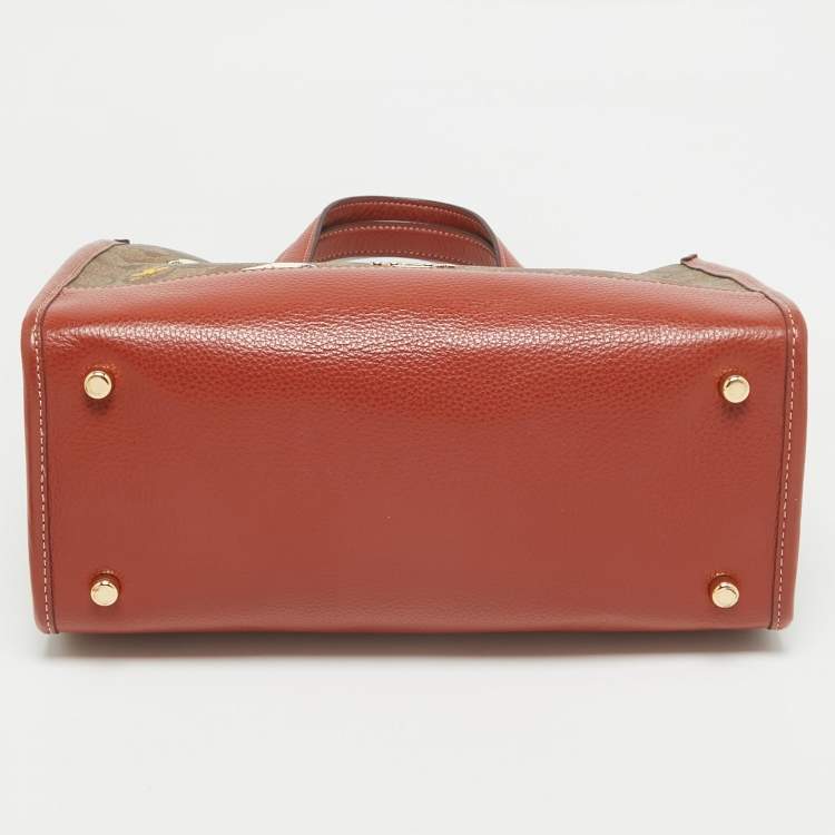 مملوكة مسبقًا Coach x Peanuts Khaki/Woody Red Snoopy Woodstock Print Coated Canvas Dempsey Carryall Bag