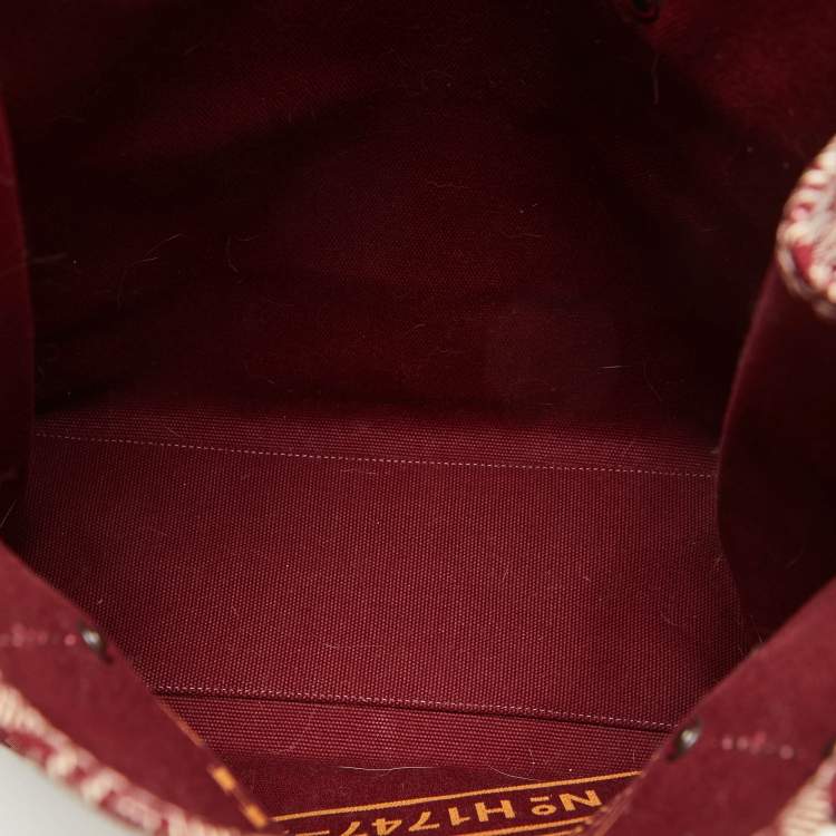 Pre Owned Coach Burgundy/Beige Canvas Rexy Dinosaur Print Shopper Tote