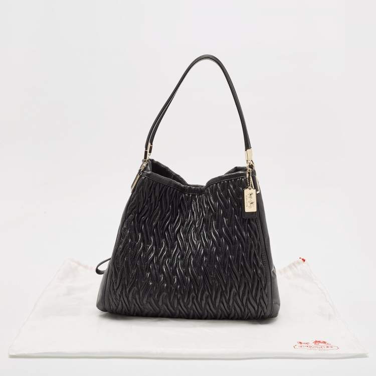 Pre Owned Coach Black Gathered Twist Leather Madison Phoebe Shoulder Bag