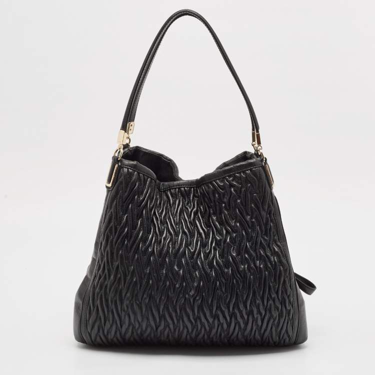 Pre Owned Coach Black Gathered Twist Leather Madison Phoebe Shoulder Bag