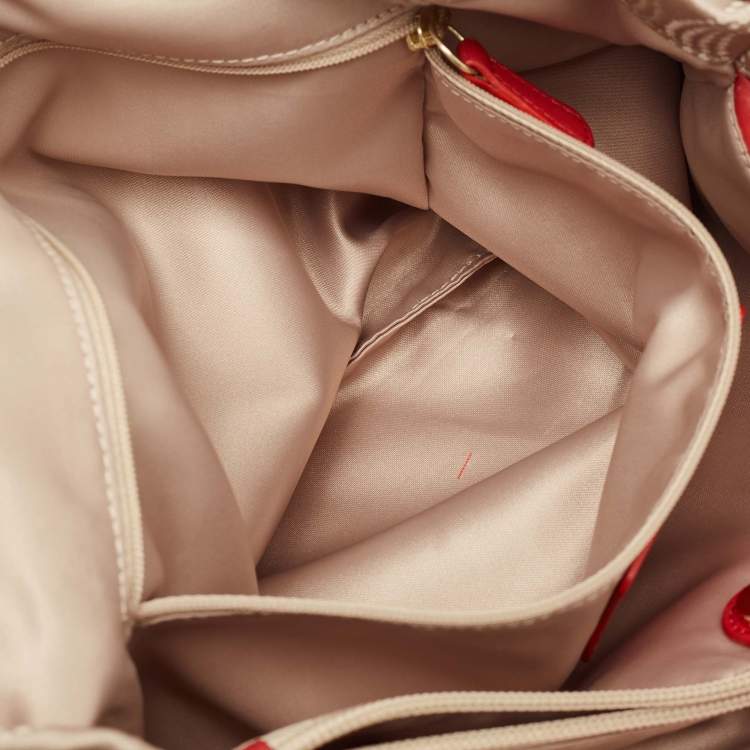 مملوكة مسبقًا Coach Red/Beige Signature Fabric and Leather Ashley Shoulder Bag