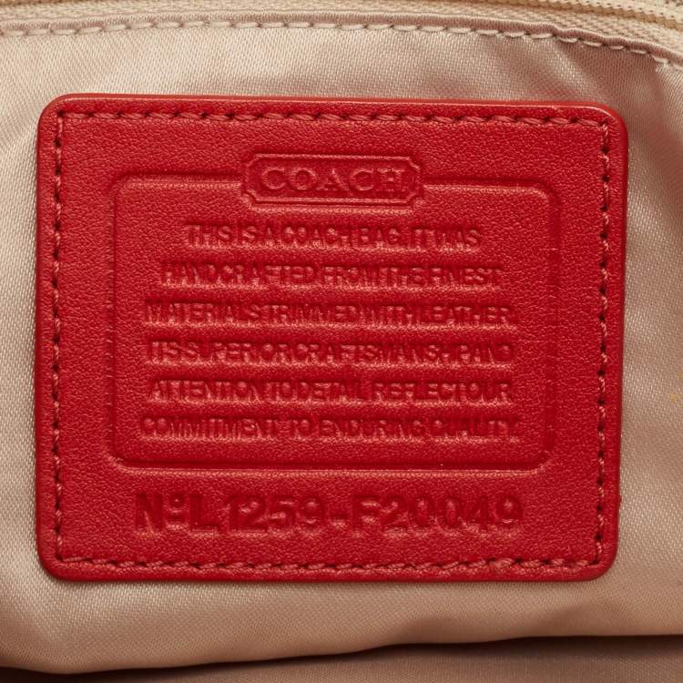 مملوكة مسبقًا Coach Red/Beige Signature Fabric and Leather Ashley Shoulder Bag