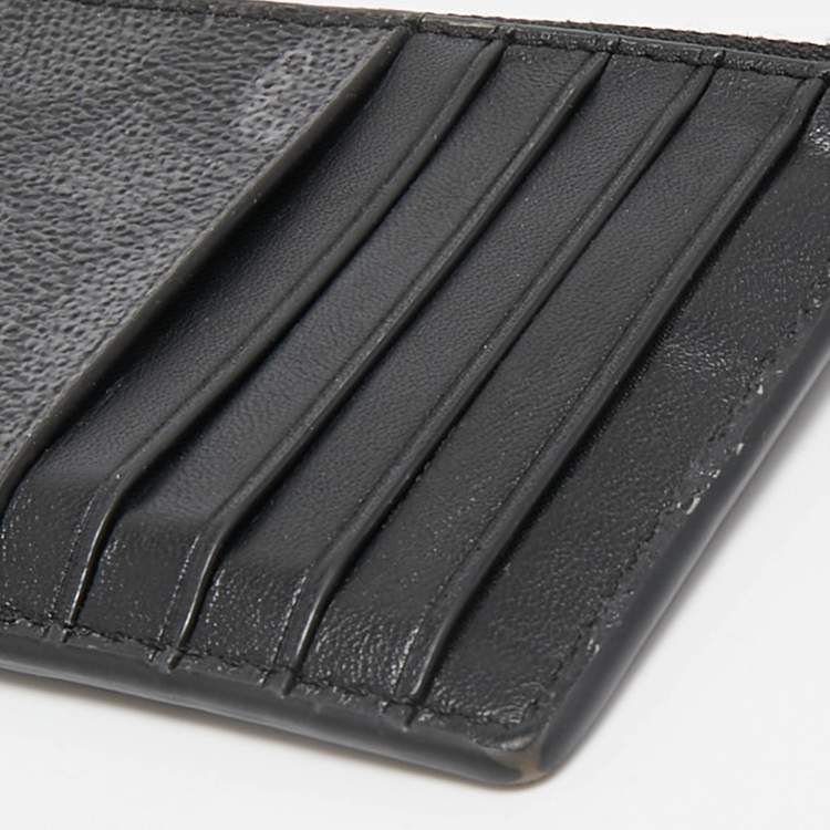 Pre Owned Coach Black Signature Coated Canvas and Leather Zip Card Case