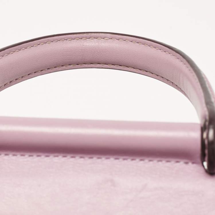 Pre Owned Coach Purple/Beige Signature Coated Canvas and Leather Willis Top Handle Bag