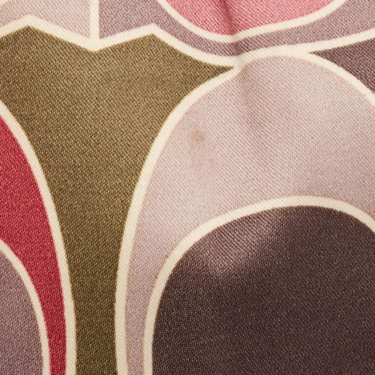 Pre Owned Coach Multicolor Op Art Satin and Leather Side Pocket Tote