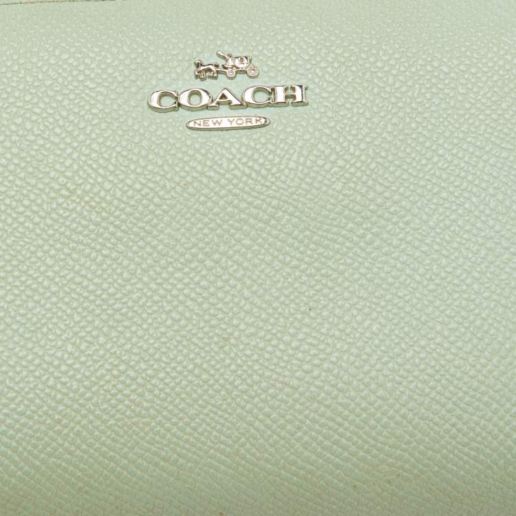 Pre Owned Coach Light Green Leather Long Zip Around Wallet